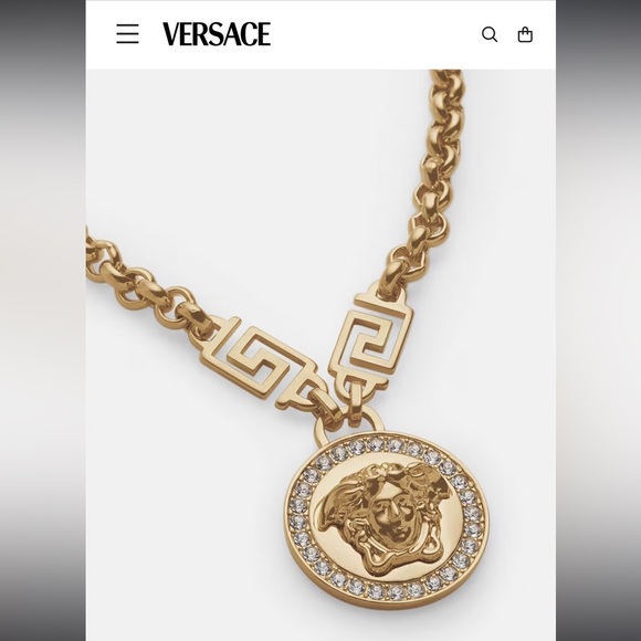 VERSACE CRYSTAL LA MEDUSA GRECA NECKLACE - Picture 2 of 9